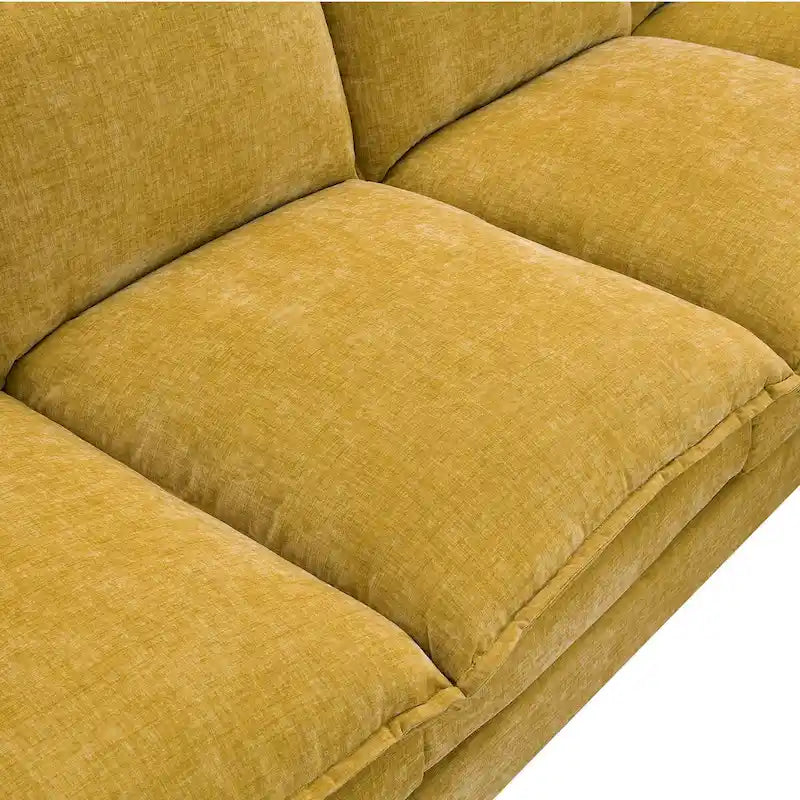 Canapé d'angle en chenille Cloud 118 x 55 cm avec coussins d'assise doubles, canapé-lit 5 places avec méridienne