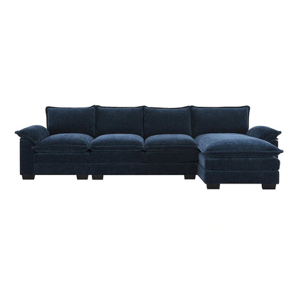 Canapé d'angle en chenille Cloud 118 x 55 cm avec coussins d'assise doubles, canapé-lit 5 places avec méridienne