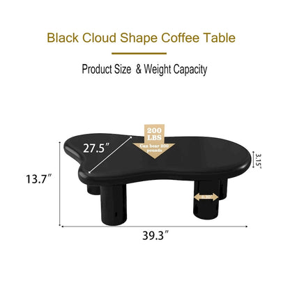 Table basse noire en forme de nuage de 40 pouces pour salon