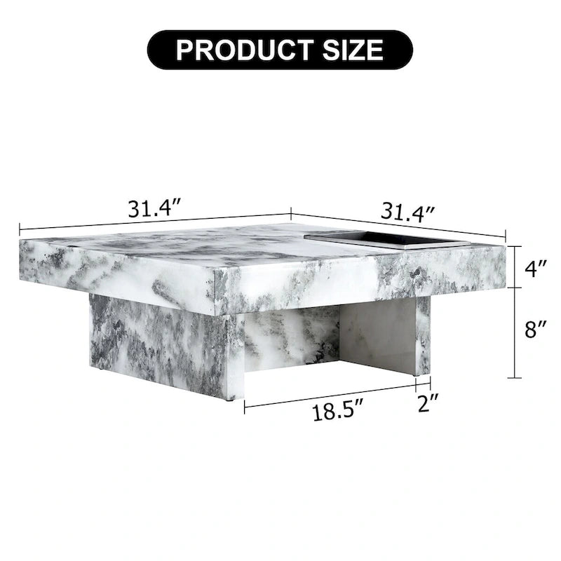 Table basse, motif marbre imitation, en MDF, fusion d'élégance et de style naturel