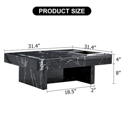 Table basse, motif marbre imitation, en MDF, fusion d'élégance et de style naturel