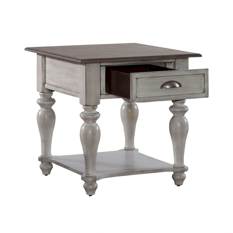 Ensemble de table basse 3 pièces Ocean Isle, blanc antique et pin vieilli