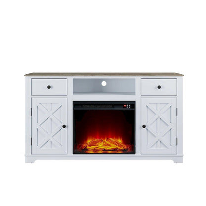Meuble TV style ferme avec cheminée pour téléviseur jusqu'à 65 pouces - 60 cm (L) x 33 cm (H) x 15,5 cm (P)