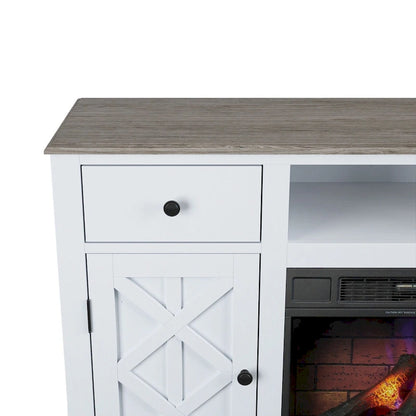 Meuble TV style ferme avec cheminée pour téléviseur jusqu'à 65 pouces - 60 cm (L) x 33 cm (H) x 15,5 cm (P)