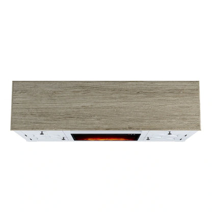 Meuble TV style ferme avec cheminée pour téléviseur jusqu'à 65 pouces - 60 cm (L) x 33 cm (H) x 15,5 cm (P)