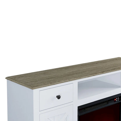 Meuble TV style ferme avec cheminée pour téléviseur jusqu'à 65 pouces - 60 cm (L) x 33 cm (H) x 15,5 cm (P)