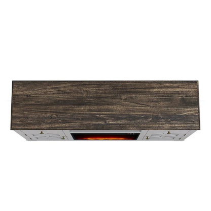 Meuble TV style ferme avec cheminée pour téléviseur jusqu'à 65 pouces - 60 cm (L) x 33 cm (H) x 15,5 cm (P)