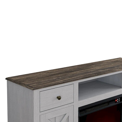 Meuble TV style ferme avec cheminée pour téléviseur jusqu'à 65 pouces - 60 cm (L) x 33 cm (H) x 15,5 cm (P)