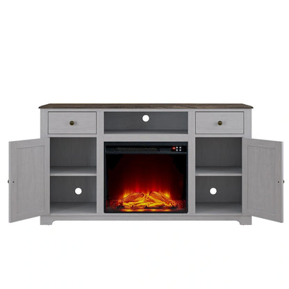 Meuble TV style ferme avec cheminée pour téléviseur jusqu'à 65 pouces - 60 cm (L) x 33 cm (H) x 15,5 cm (P)