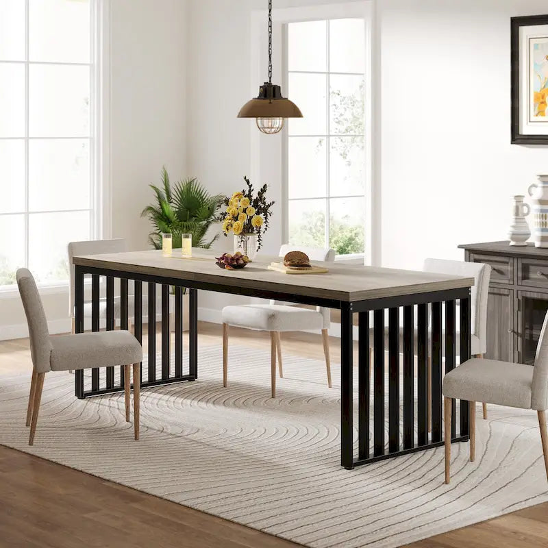 Table de cuisine/salle à manger de 78,74 pouces avec pieds en métal