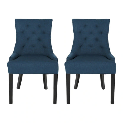Ensemble de 2 chaises de salle à manger rembourrées en tissu avec pieds fuselés