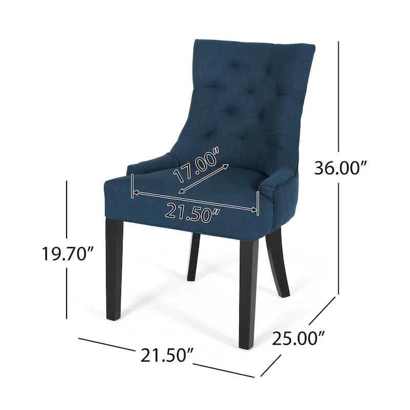 Ensemble de 2 chaises de salle à manger rembourrées en tissu avec pieds fuselés
