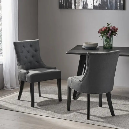 Ensemble de 2 chaises de salle à manger rembourrées en tissu avec pieds fuselés