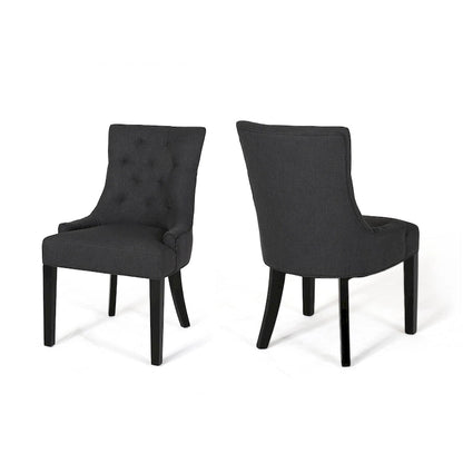 Ensemble de 2 chaises de salle à manger rembourrées en tissu avec pieds fuselés