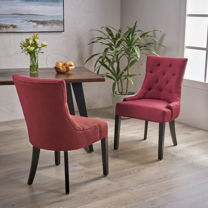 Ensemble de 2 chaises de salle à manger rembourrées en tissu avec pieds fuselés