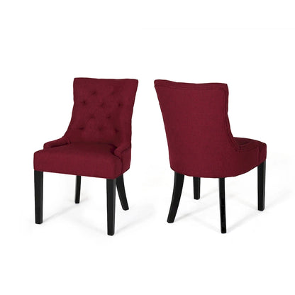 Ensemble de 2 chaises de salle à manger rembourrées en tissu avec pieds fuselés