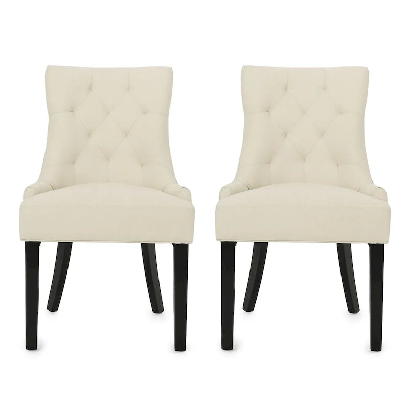 Ensemble de 2 chaises de salle à manger rembourrées en tissu avec pieds fuselés