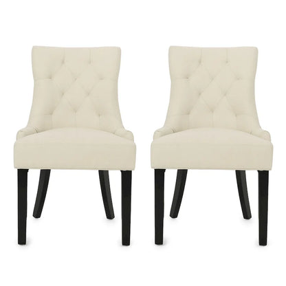 Ensemble de 2 chaises de salle à manger rembourrées en tissu avec pieds fuselés