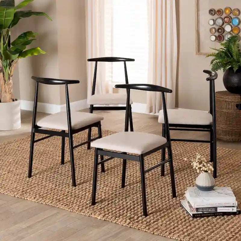 Ensemble de chaises de salle à manger Arnold Modern Industrial en tissu et métal, 4 pièces