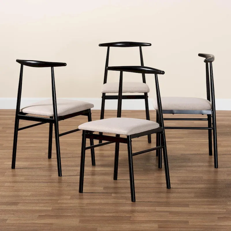 Ensemble de chaises de salle à manger Arnold Modern Industrial en tissu et métal, 4 pièces