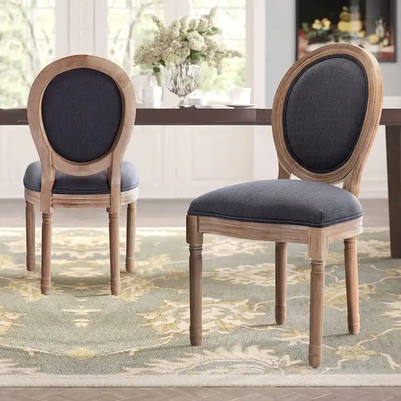 Chaise de salle à manger rembourrée vintage française Mieres, chaise d'appoint (lot de 2) - Non disponible