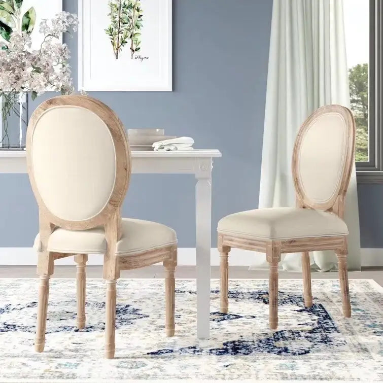Chaise de salle à manger rembourrée vintage française Mieres, chaise d'appoint (lot de 2) - Non disponible