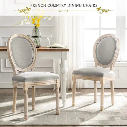Chaise de salle à manger rembourrée vintage française Mieres, chaise d'appoint (lot de 2) - Non disponible