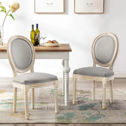 Chaise de salle à manger rembourrée vintage française Mieres, chaise d'appoint (lot de 2) - Non disponible