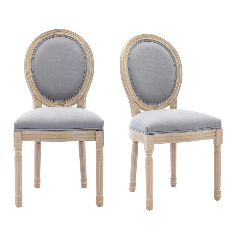 Chaise de salle à manger rembourrée vintage française Mieres, chaise d'appoint (lot de 2) - Non disponible