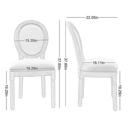 Chaise de salle à manger rembourrée vintage française Mieres, chaise d'appoint (lot de 2) - Non disponible