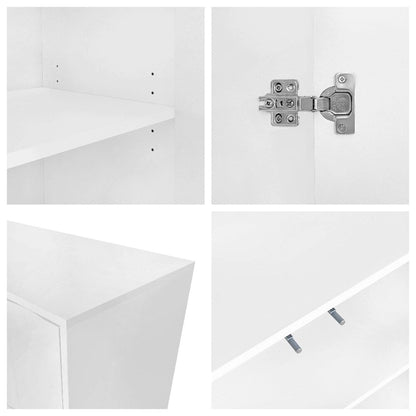 Armoire de rangement à motif ondulé avec 2 portes et 2 tiroirs, réglable