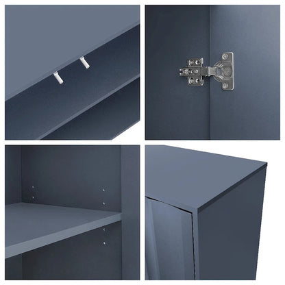 Armoire de rangement à motif ondulé avec 2 portes et 2 tiroirs, réglable