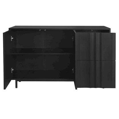 Armoire de rangement à motif ondulé avec 2 portes et 2 tiroirs, réglable