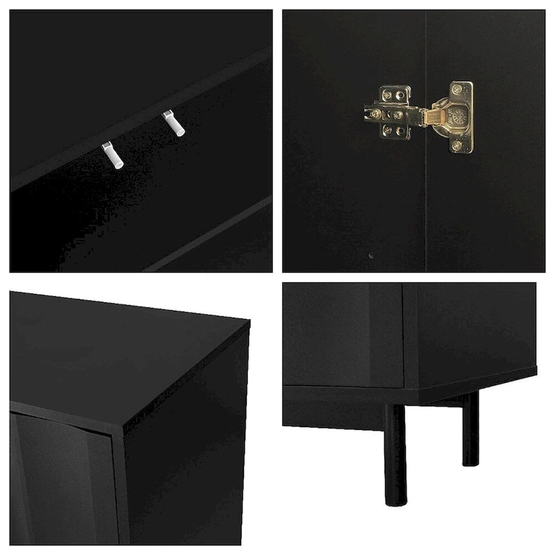 Armoire de rangement à motif ondulé avec 2 portes et 2 tiroirs, réglable