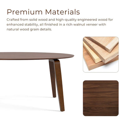 Ensemble de salle à manger ovale 7 pièces Beau I en noyer, style milieu du siècle, de Furniture of America