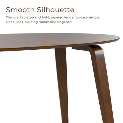 Ensemble de salle à manger ovale 7 pièces Beau I en noyer, style milieu du siècle, de Furniture of America