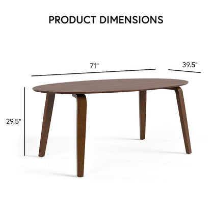 Ensemble de salle à manger ovale 7 pièces Beau I en noyer, style milieu du siècle, de Furniture of America