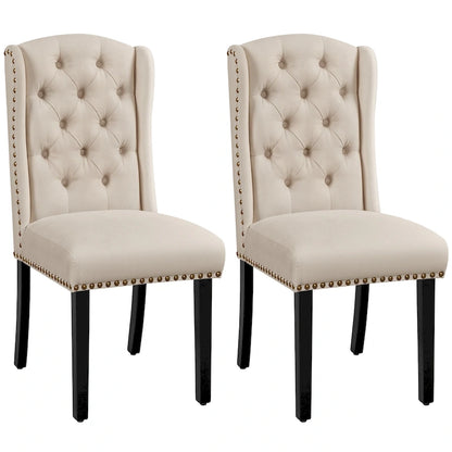 Yaheetech Lot de 2 chaises de salle à manger capitonnées avec boutons et garnitures cloutées - Non disponible