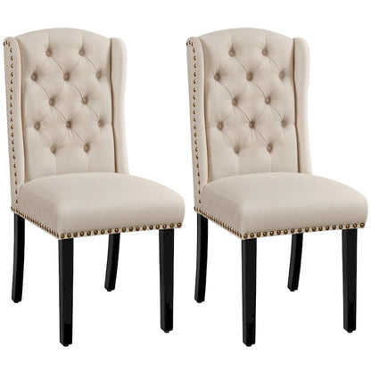 Yaheetech Lot de 2 chaises de salle à manger capitonnées avec boutons et garnitures cloutées - Non disponible