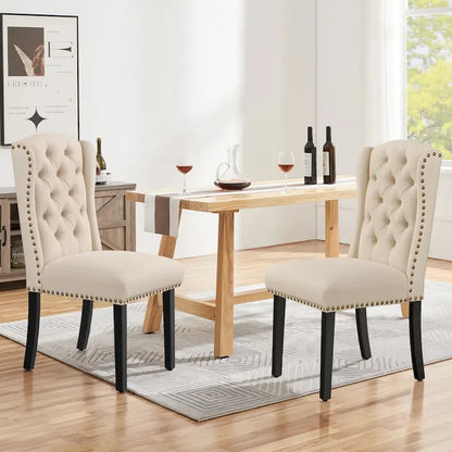 Yaheetech Lot de 2 chaises de salle à manger capitonnées avec boutons et garnitures cloutées - Non disponible