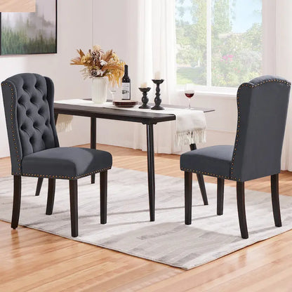 Yaheetech Lot de 2 chaises de salle à manger capitonnées avec boutons et garnitures cloutées - Non disponible