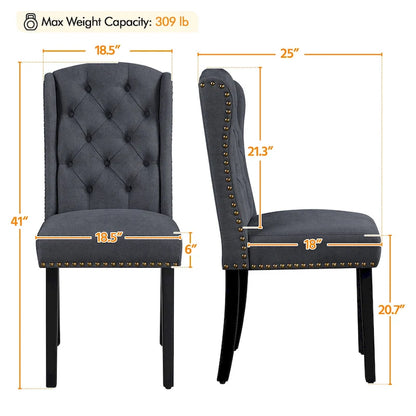 Yaheetech Lot de 2 chaises de salle à manger capitonnées avec boutons et garnitures cloutées - Non disponible