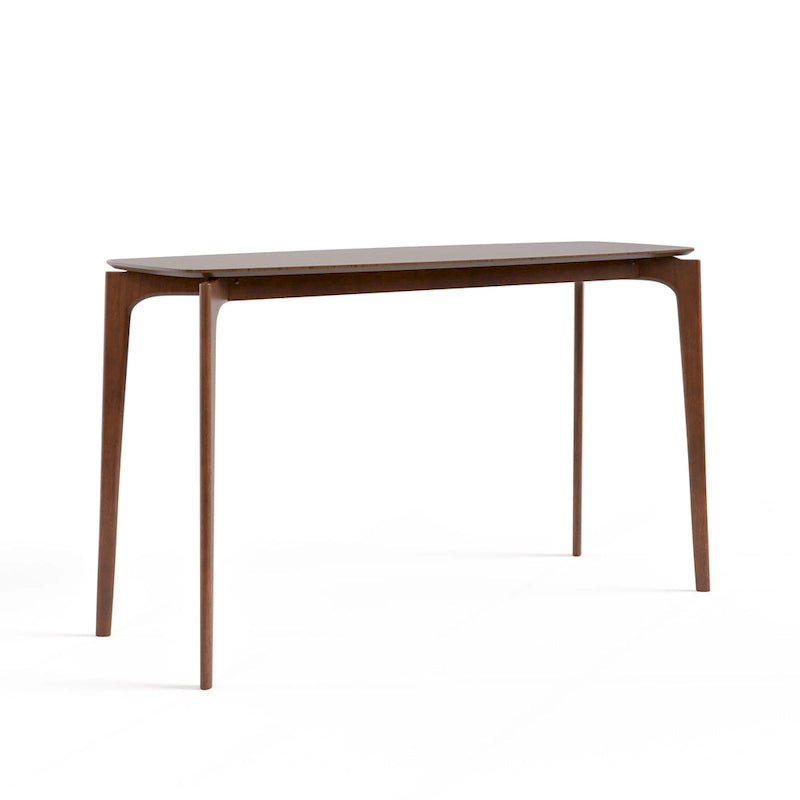 Ensemble table haute de comptoir 5 pièces en noyer, style milieu du siècle, de la marque Furniture of America Shaw, avec 4 chaises.