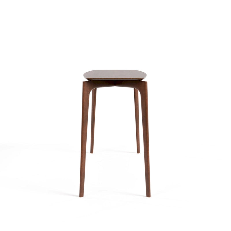 Ensemble table haute de comptoir 5 pièces en noyer, style milieu du siècle, de la marque Furniture of America Shaw, avec 4 chaises.