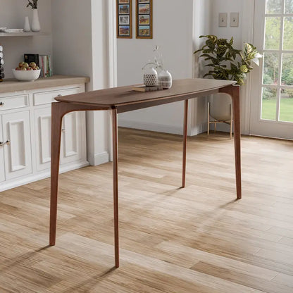 Ensemble table haute de comptoir 5 pièces en noyer, style milieu du siècle, de la marque Furniture of America Shaw, avec 4 chaises.