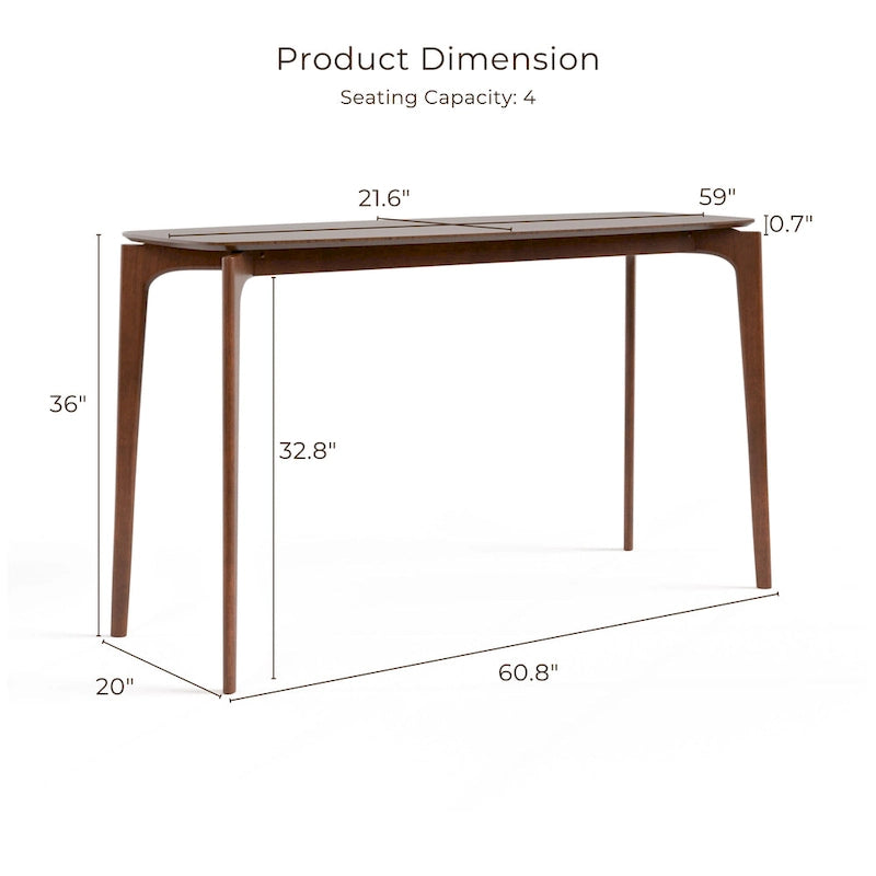 Ensemble table haute de comptoir 5 pièces en noyer, style milieu du siècle, de la marque Furniture of America Shaw, avec 4 chaises.