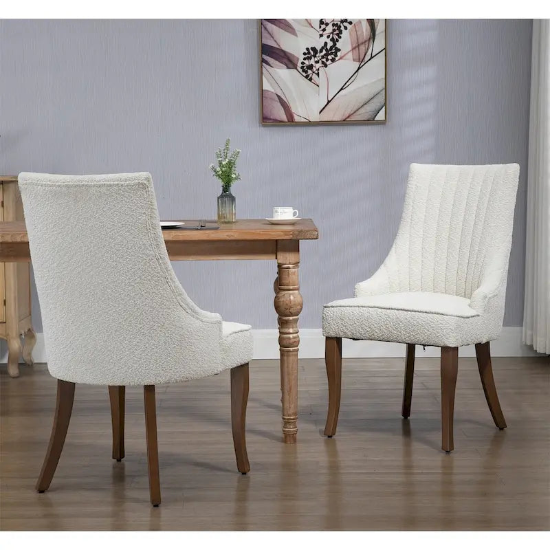Ensemble de 2 chaises de salle à manger capitonnées à oreilles, chaises de salle à manger d'appoint en tissu, chaises de salon pour la cuisine et la maison