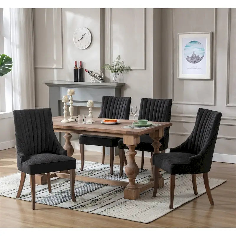 Ensemble de 2 chaises de salle à manger capitonnées à oreilles, chaises de salle à manger d'appoint en tissu, chaises de salon pour la cuisine et la maison