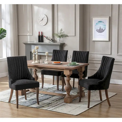 Ensemble de 2 chaises de salle à manger capitonnées à oreilles, chaises de salle à manger d'appoint en tissu, chaises de salon pour la cuisine et la maison