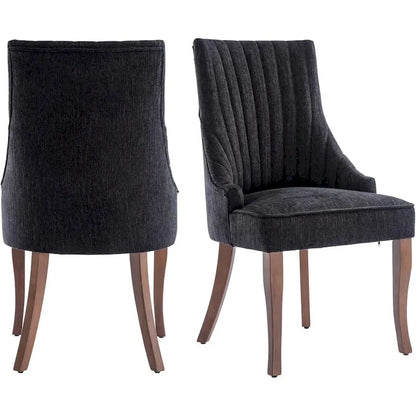 Ensemble de 2 chaises de salle à manger capitonnées à oreilles, chaises de salle à manger d'appoint en tissu, chaises de salon pour la cuisine et la maison